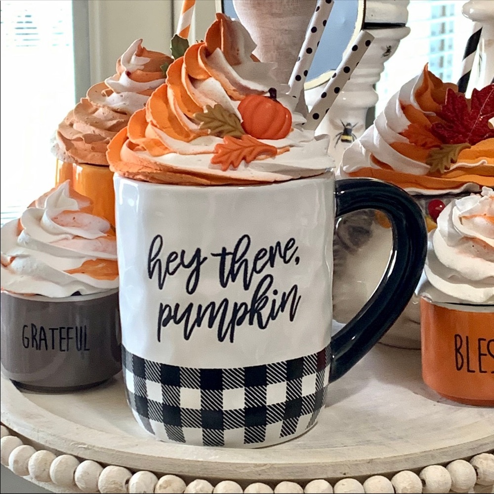 Handmade Mug Topper with Mug.